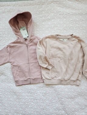 NWT H&M Bundle 2 Sweatshirts 3/4 T 3 4 Toddler Girl Fleece Pink Hooded Zip